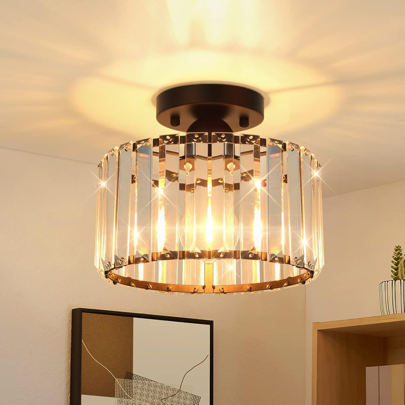 Plafonnier semi-encastré en cristal