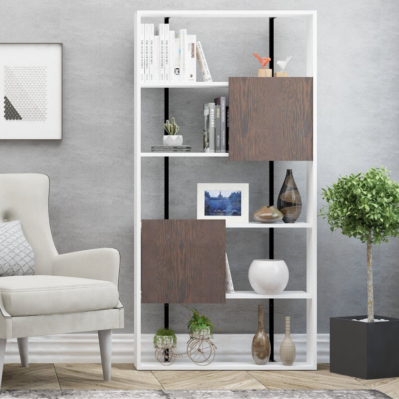 Bibliothèque standard H 70,87 "x l 35,43", Blanc / wengé