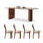 4 - Person Beige+Nut-brown Rectangular Solid Wood Sintered Stone Tabletop Dining Table Set-111604638