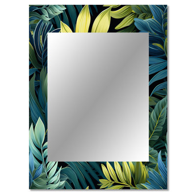 Angilia Azure And Green Canopy Tropical Pattern - tropical  Decorative Wall Mirror, Tropical Mirror, Printed Metal Art