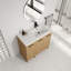 Meuble-lavabo modulaire autoportant avec comptoir en résine et rangement à fermeture en douceur-305729486