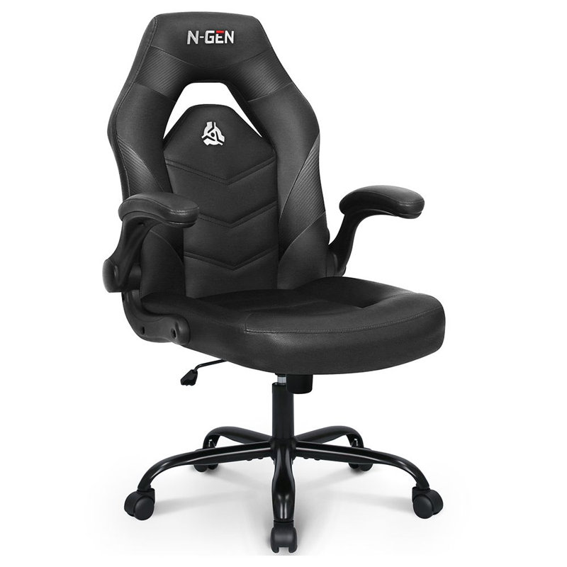 Chaise de bureau ergonomique et pivotante en cuir synthétique N-Gen, Noir, noir, noir, noir
