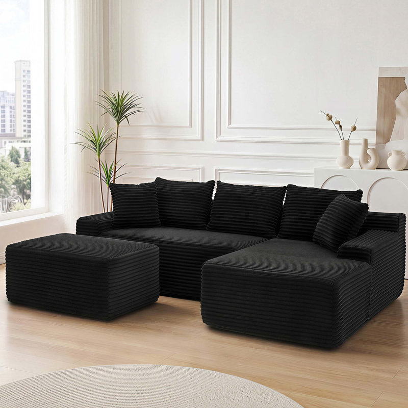 Canapé d'angle Cloud de 95 pouces avec poche de rangement et design modulaire, Orienté à droite