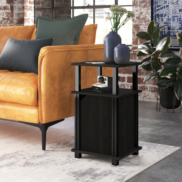 Ilithia 23.6 Tall End Table with Storage, Flip Top Narrow Side Table, Skinny Nightstand Sofa Table Winston Porter Color: Black