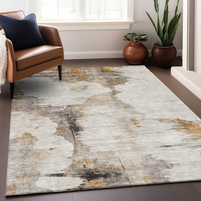Premium Machine Washable Prisco Beige Rug, Rectangle 8' x 10'