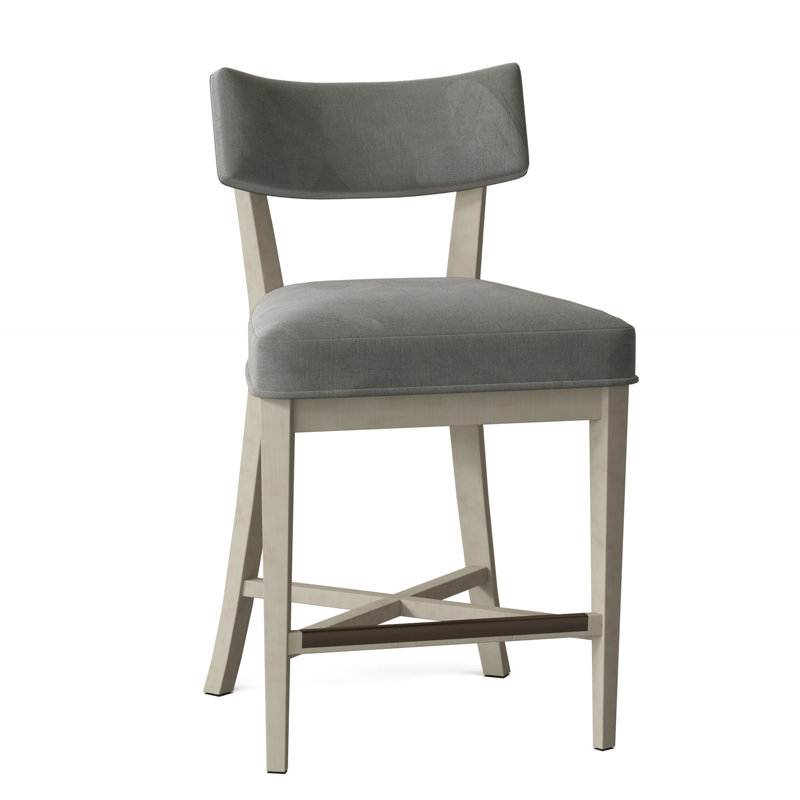 Juliet Upholstered Stool with Solid Wood Frame, Linen (3152 72), Walnut, Counter Stool (25.5" Seat Height)
