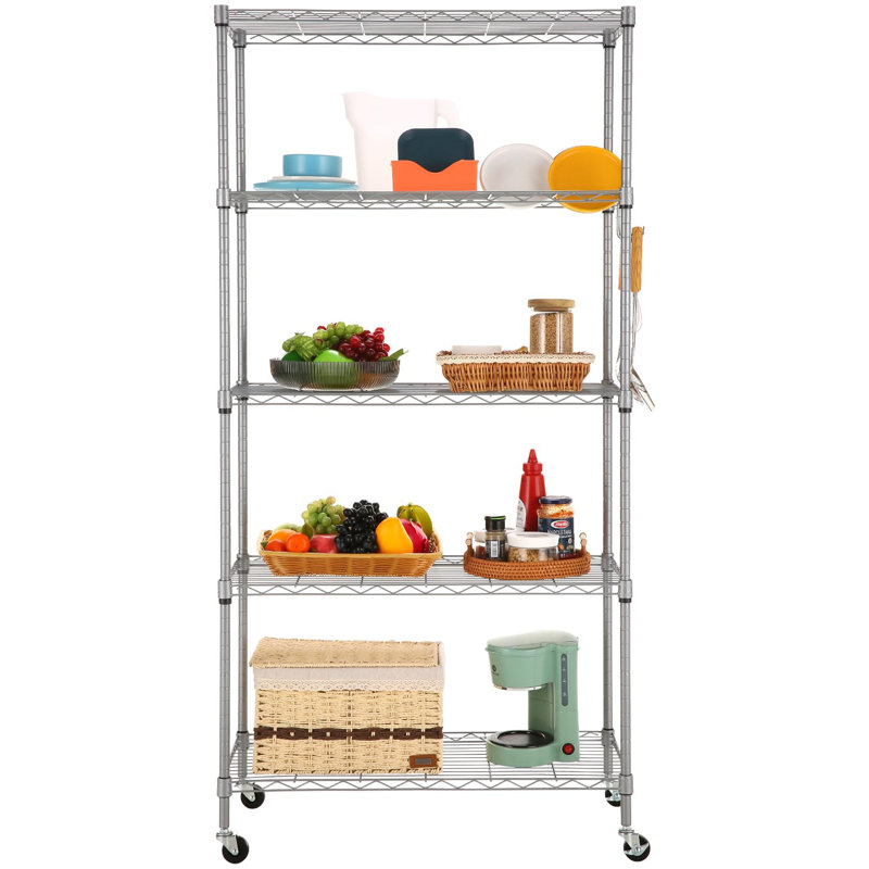 Ellasyn 76cm W Powder Coated Steel Shelving Unit, Silver