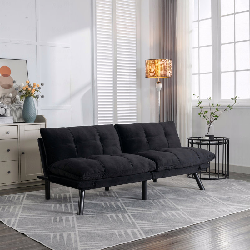 Canapé-lit moderne: conception pliable convertible, Noir