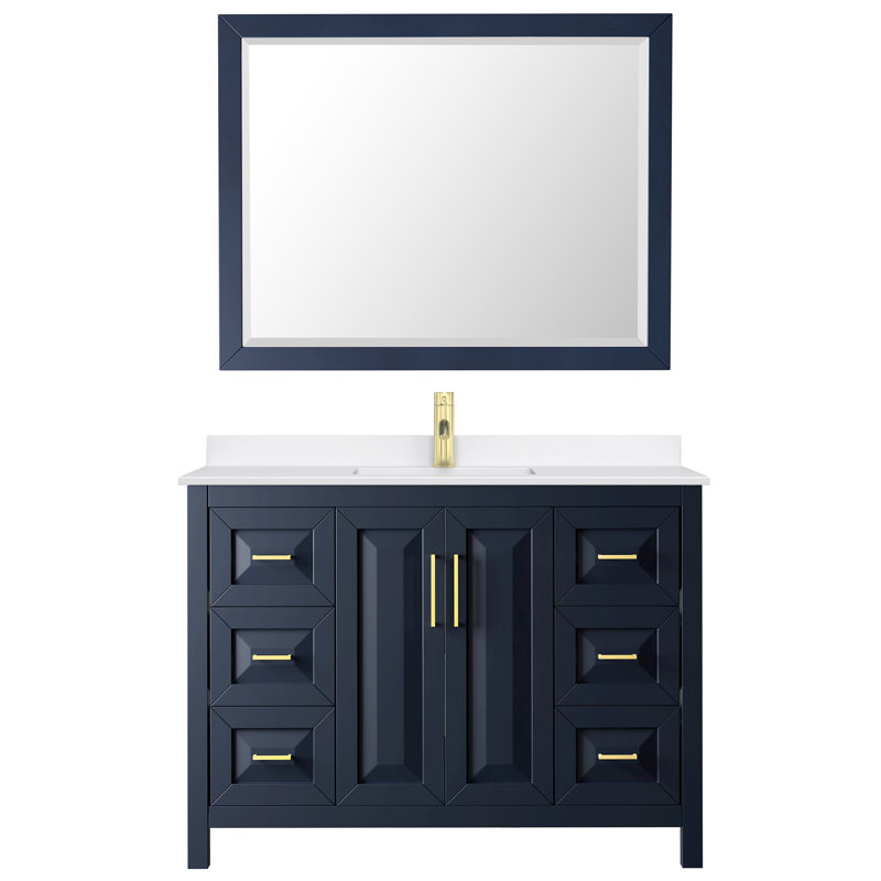 Daria 48'' W Vanity, Blue, Brushed Gold, Giotto Quartz