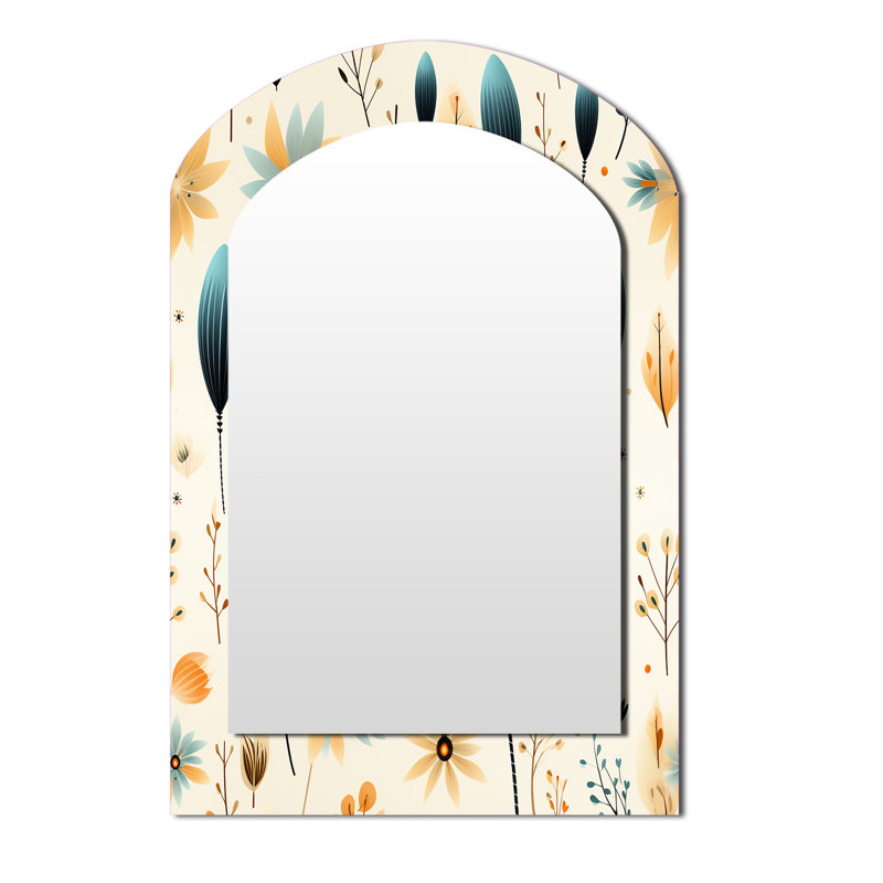 Motif bohème Earthy Elegance - miroir décoratif floral sur métal, 43 po x 33 po