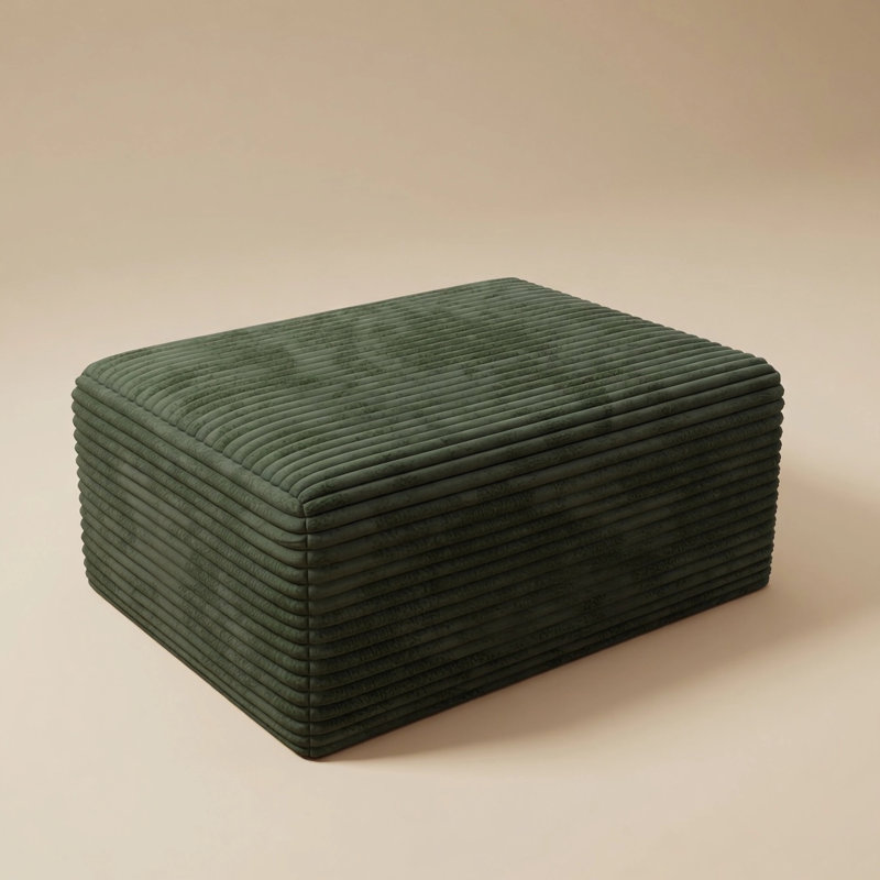 Repose-pieds rembourré en velours côtelé - entièrement comprimé, aucun assemblage requis, Vert
