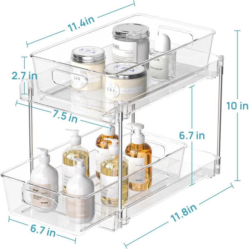 Clear 2-Tier Stainless Steel Under Sink Organizer Set