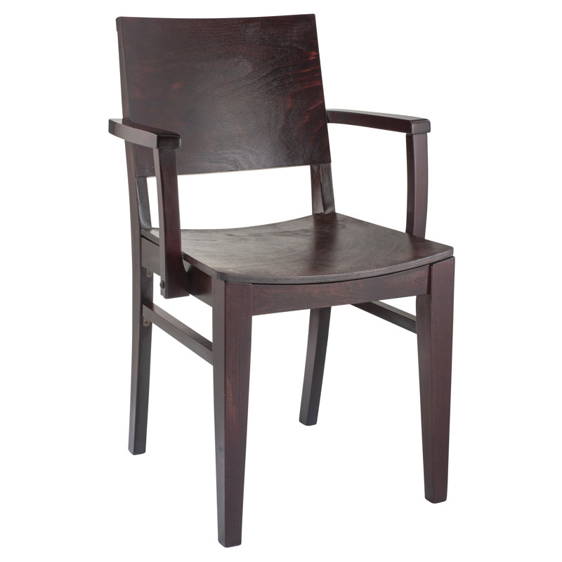 Chaise avec accoudoirs en bois massif Gimenez, Acajou foncé