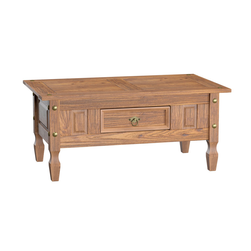 Table basse à 1 tiroir en bois massif, table basse pour salon, table de salon