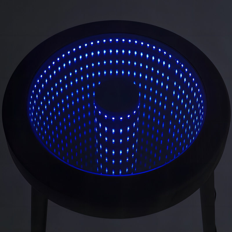 Infinity Mirror Coffee Table With Led Lights, Grey, Grey