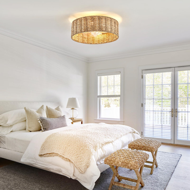 Ventilateur de plafond avec lumière et télécommande Boho