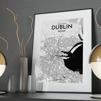 Dublin City Map In Ink - No Frame Print