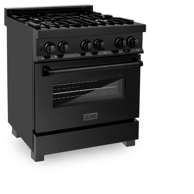 ZLINE 30" Legacy Dual Fuel Range w/ 4 Burner Gas Cooktop and Electric Convection Oven, Black Stainless Steel