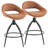 2Pcs Openwork Backrest PU Spraying Curved Iron Bar Stool Brown With Swivel-1624553451