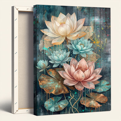 Art mural en toile Gallery Wrap pour le salon, la chambre à coucher, le bureau ou le vestibule - décoration murale décorative avec nénuphar