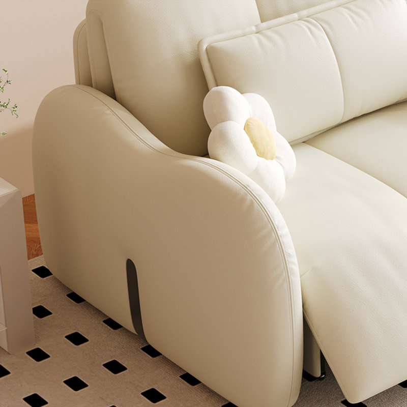 78.74" Cream-style Off-white Leather Power Sofa Bed