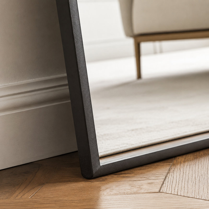 Miroir pleine longueur 64,64 x 21,21 cm avec support et cadre en alliage d'aluminium pour salon, fixation murale