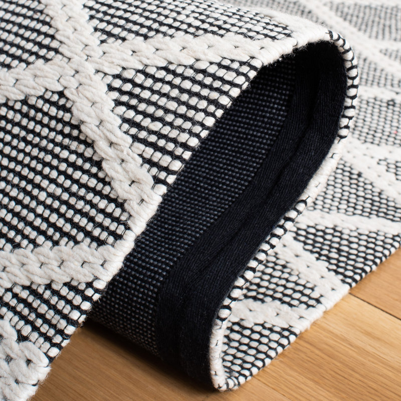 Tapis géométrique en laine / gris tissé à la main Alohna, Rectangle 5 pi x 8 pi