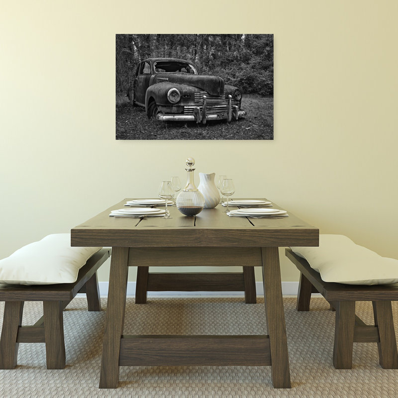 Voiture rétro oubliée, classique, rétro, forêt, nature, affiche murale, H 24 po x l 36 po