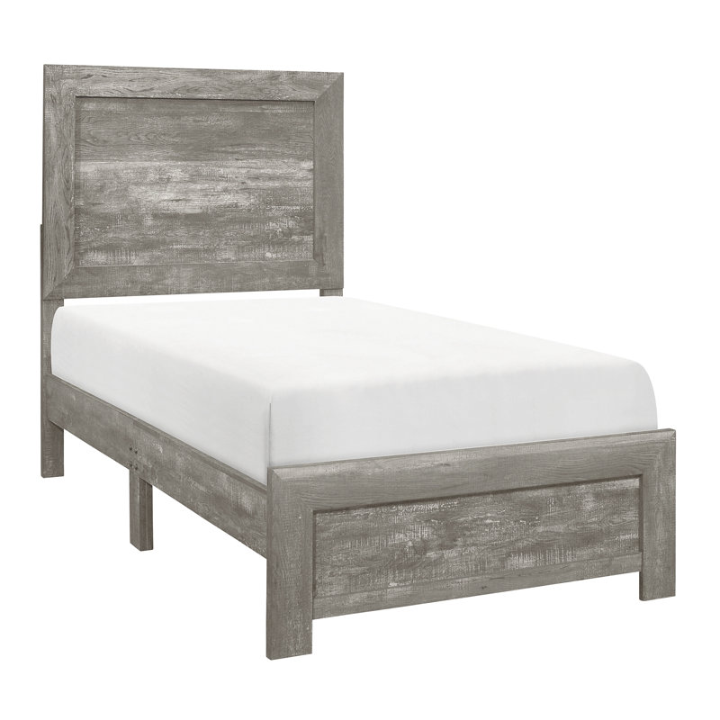 Mobilier de chambre à coucher rustique à panneau en bois 1pc, lit dans une boîte, Gris, Lit simple