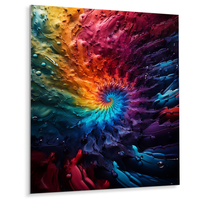 «Colorful Space Fractal Spiral I», reproduction d'art murale en métal Fractal, H 20 po x l 12 po x P 1 po