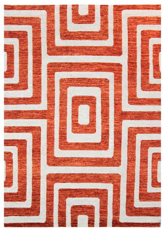 Tapis unique rouge / argent / rouille 4 pi 3 po x 5 pi 11 po Sante Fe