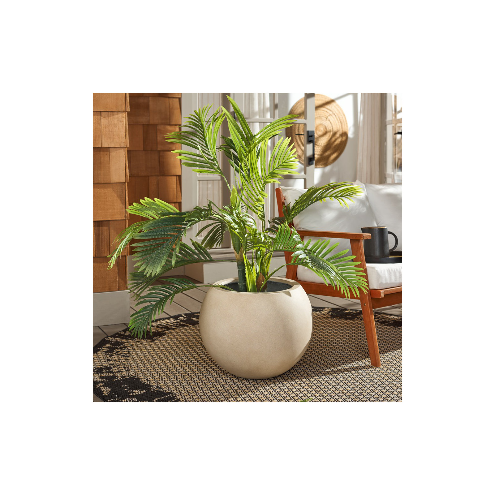 Mcgill Concrete Pot Planter, Beige, 15.7" H x 19.6" W x 19.6" D