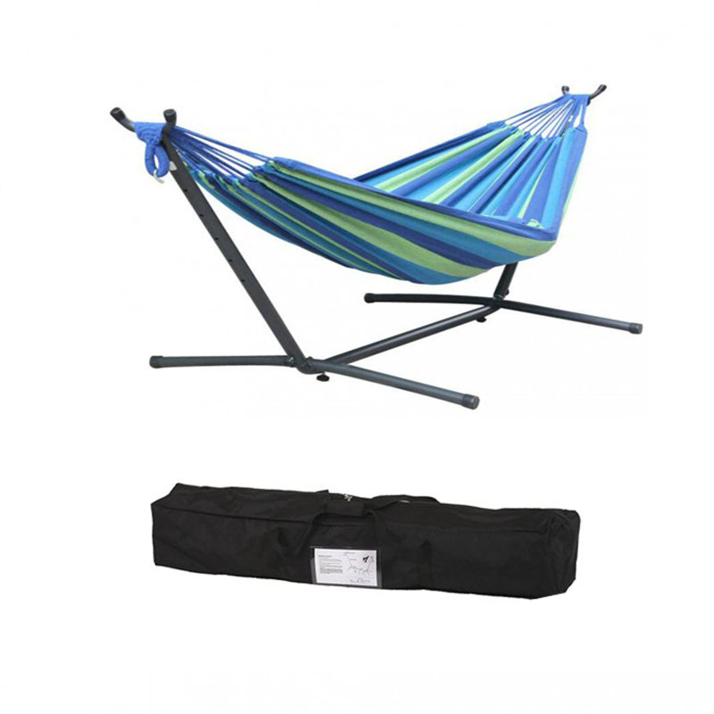 Hamac double classique avec support Trong, Bleu