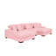Canapé modulaire à 3 places en velours côtelé rose avec coussins décoratifs et dossier réglable, dossier facile à installer et assemblage rapide
