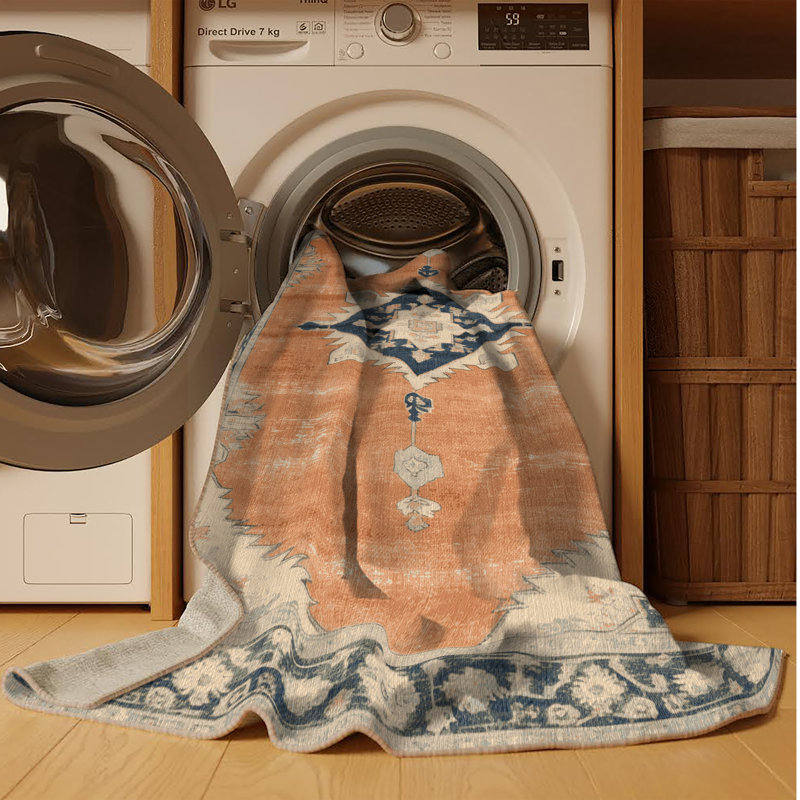 Tapis brun lavable à la machine, Rond 4 pi