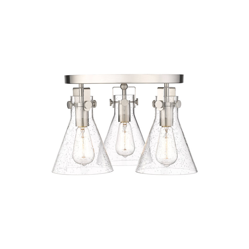 Skokie Glass Semi Flush Mount, Seedy, Satin Nickel