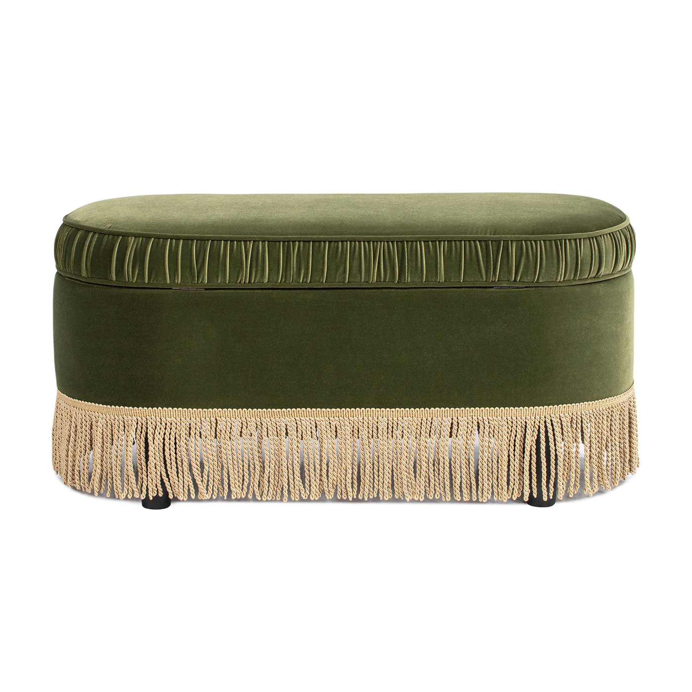 Serena 38' Oval Storage Bench Ottoman, Olive Green Performance Velvet