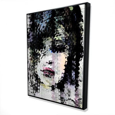 Abstract Colorful Woman Face Made From Dots Print On Canvas