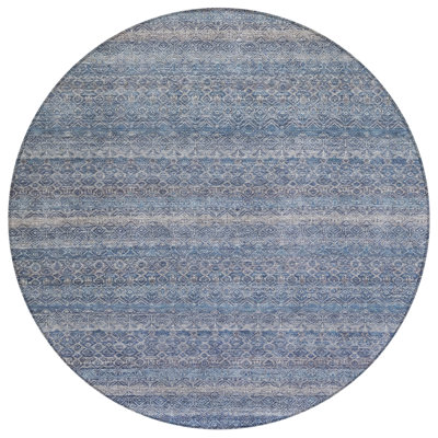 Machine Washable Indoor/Outdoor Xhevrie Blue Rug