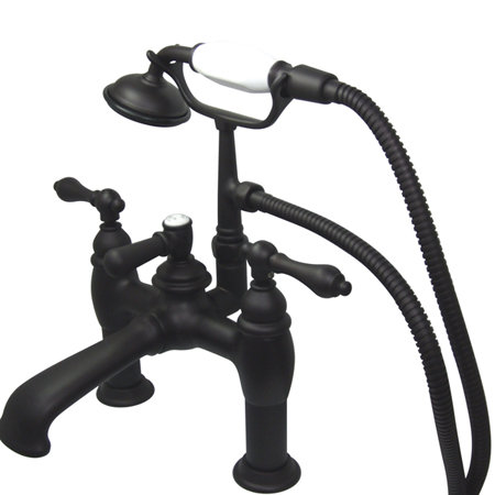 Hot Springs Triple Handle Deck Mounted Clawfoot Tub Faucet, Oil Rubbed Bronze