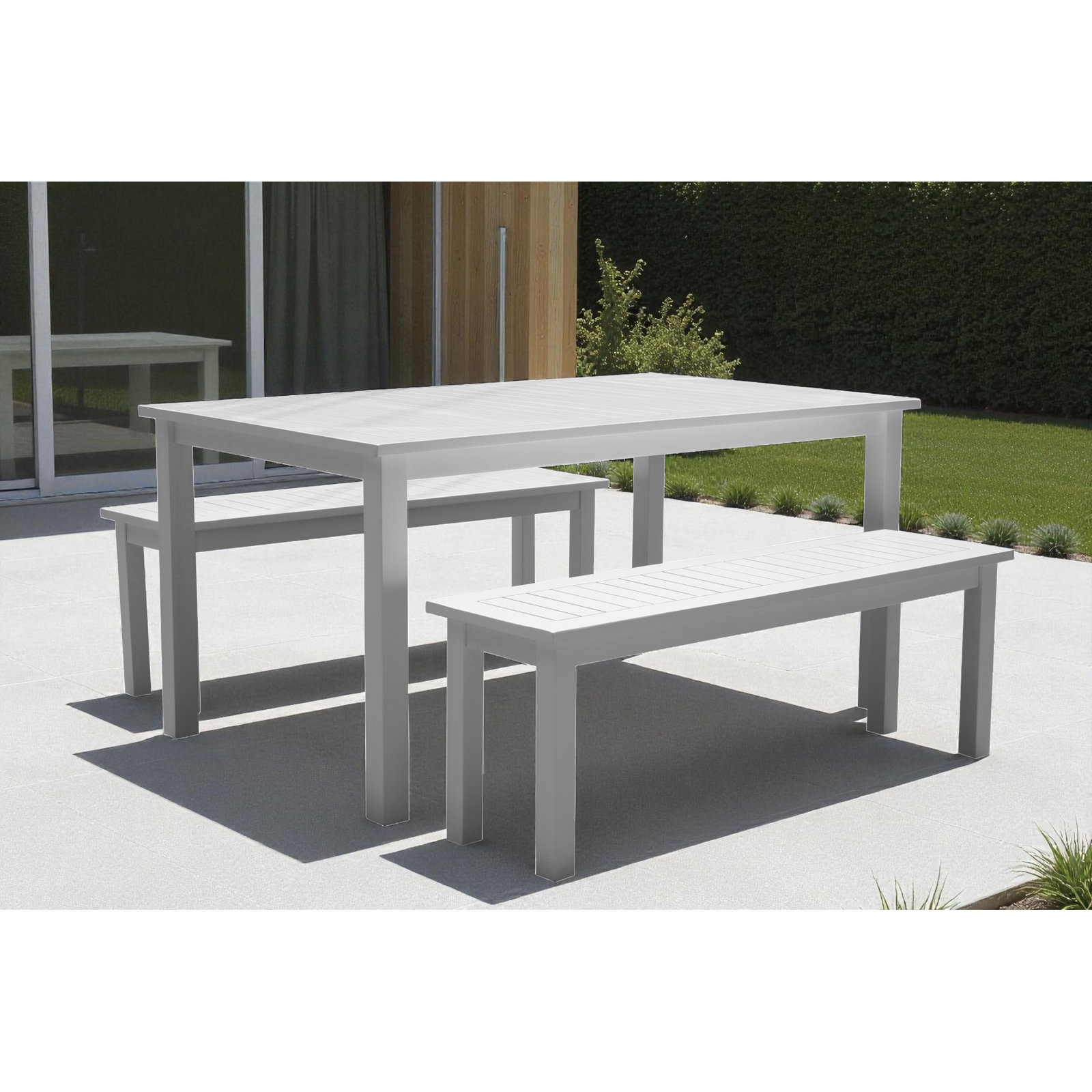 Bowery 59" Acacia Patio Dining Set, White