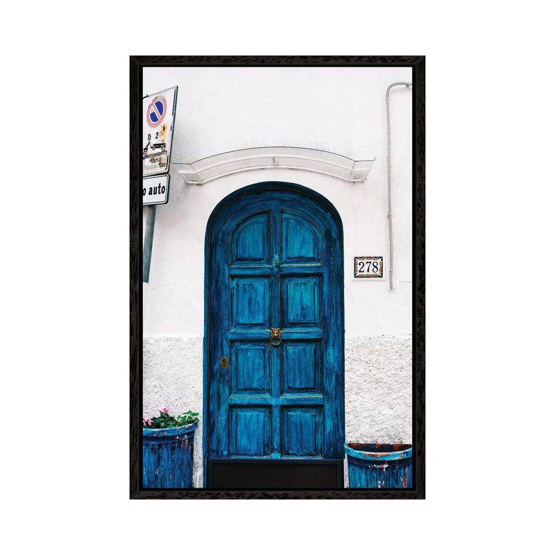 Amalfi Coast Door 1 Piece Wall Art on Canvas, 66.04cm H x 45.72cm W x 3.81cm D, Black Framed