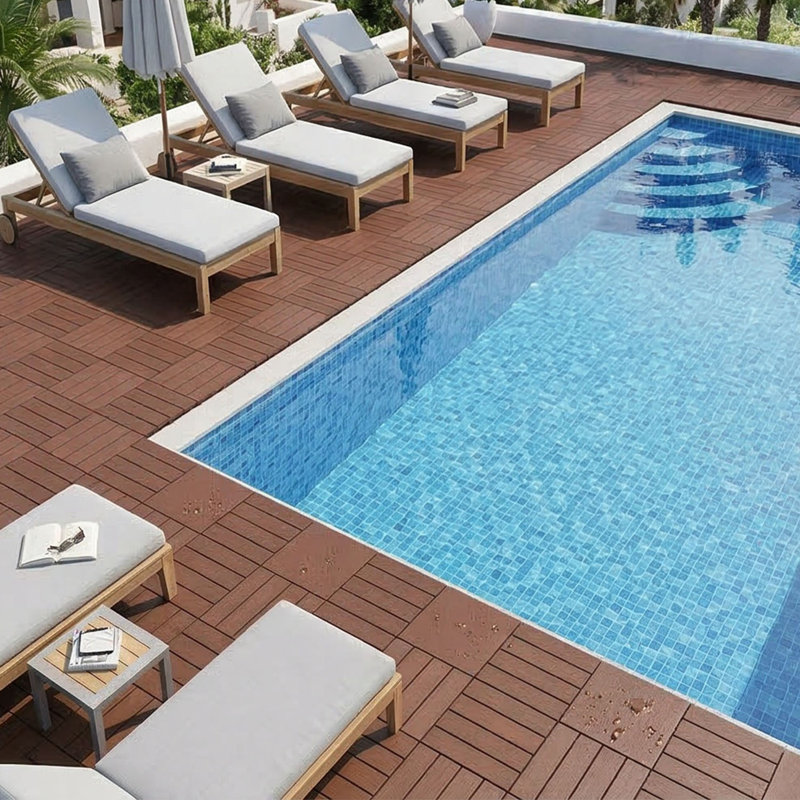 Panneau de revêtement de sol extérieur imperméable 12 po x 12 po, Brun