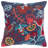 Dark Blue Jacobean Bloom Embroidered Throw Pillow
