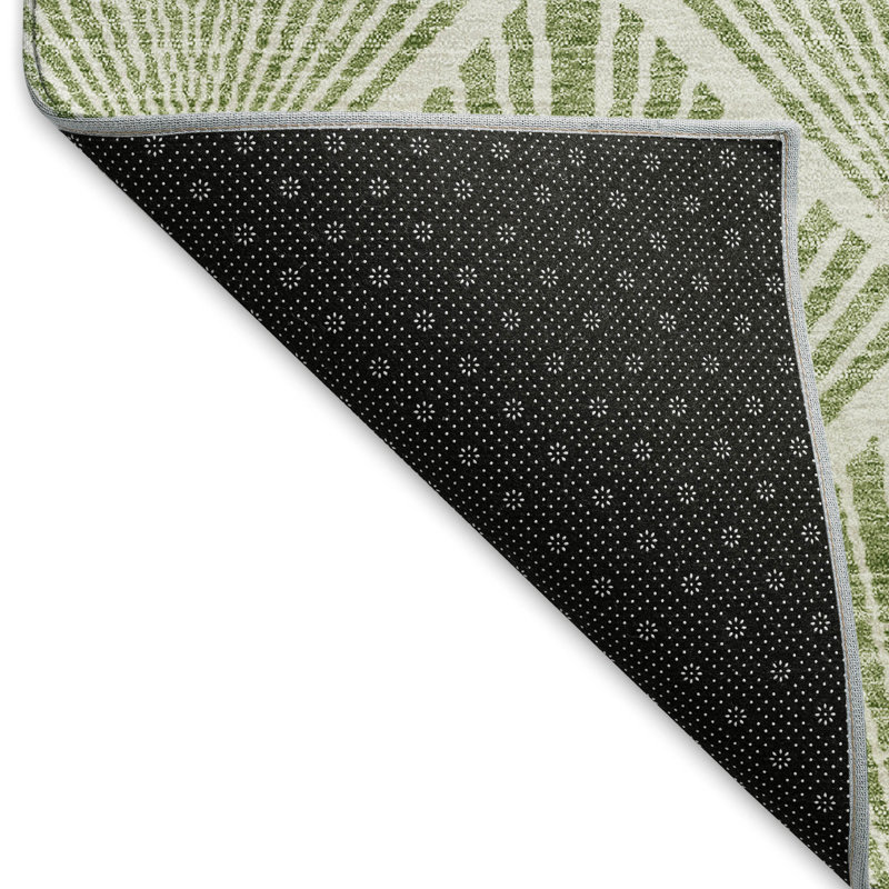Premium Machine Washable Prisco Green Rug, Rectangle 10' x 14'