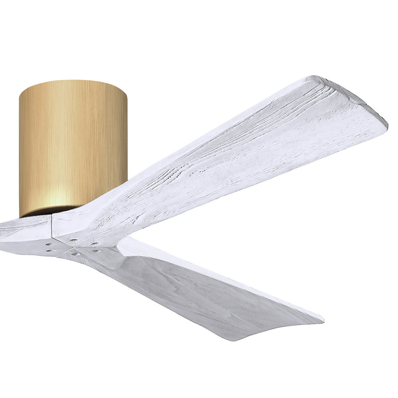 60" Irene 3-Blade Hugger Ceiling Fan with Wall Remote, Light Maple, 72", Matte White