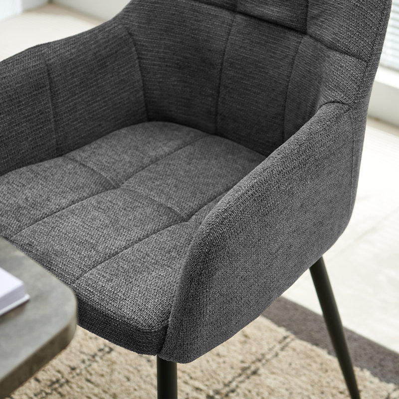 Chenille Fabric Dining Chair, Dark Grey