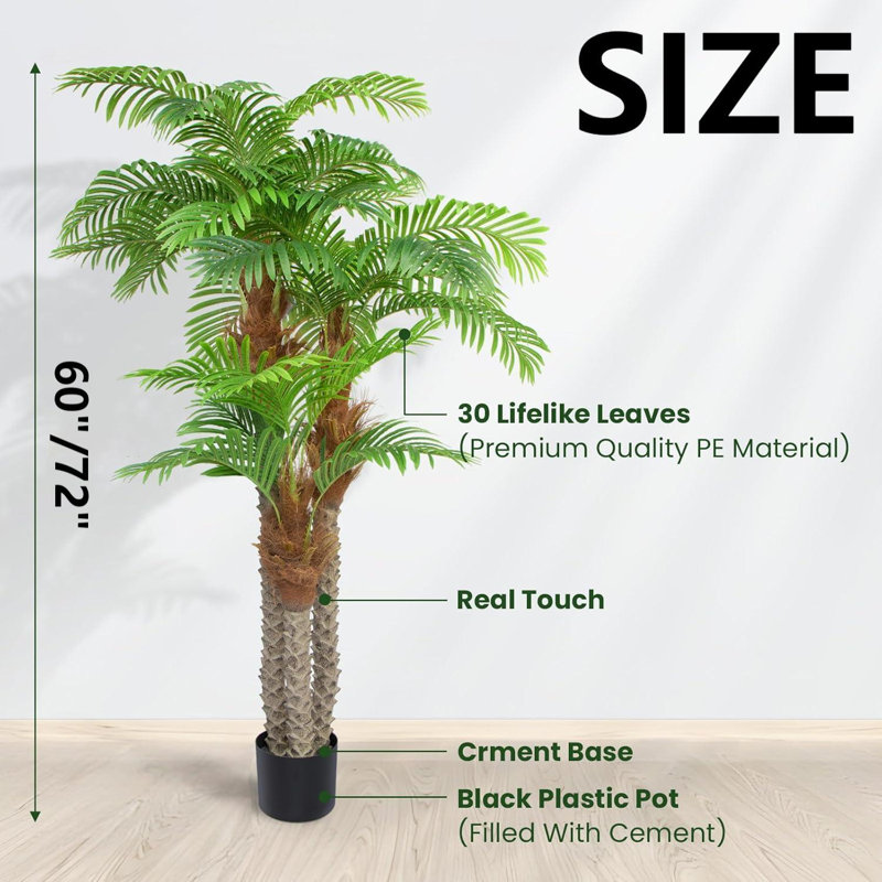 Palmier artificiel Forest pour bureau, salon, patio, type D, H 71,65 po x l 27,56 po x P 27,56 po