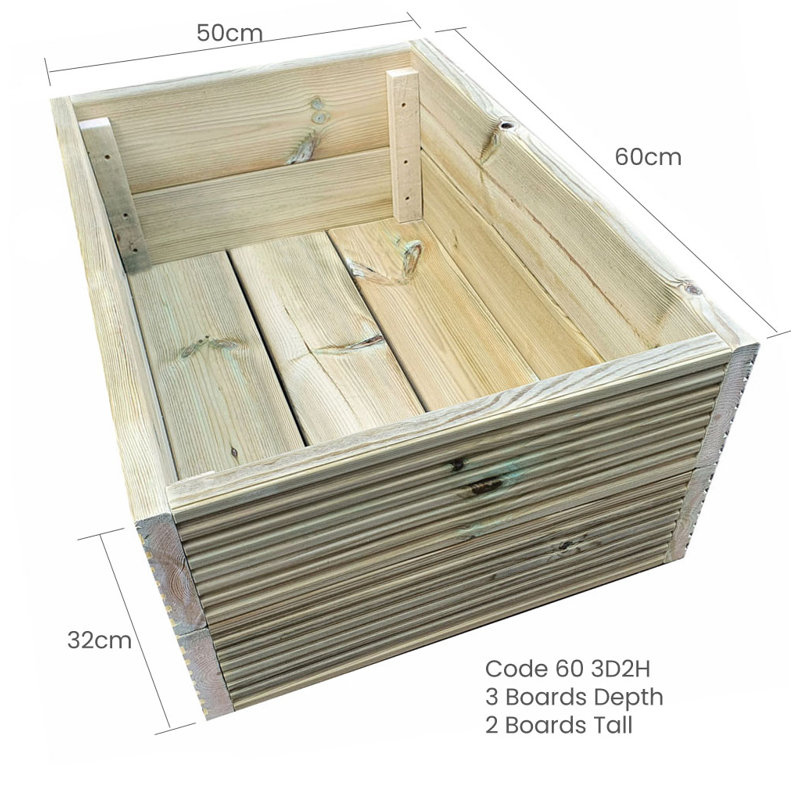 Bueno Handmade Wood Planter Box, 32cm H x 60cm W x 49cm D