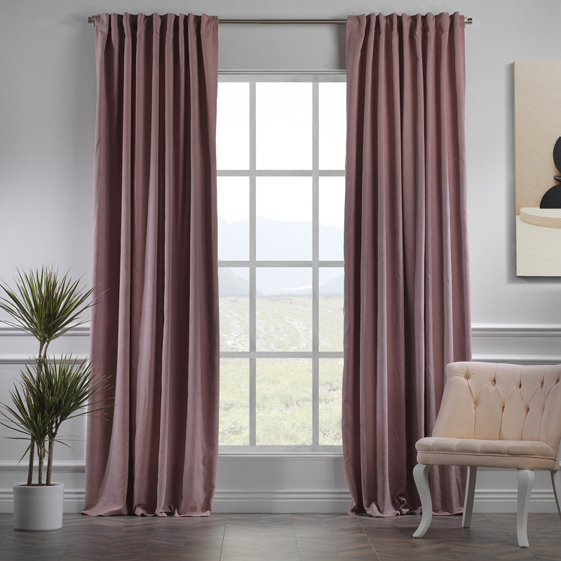 Paire de rideaux obscurcissant avec pattes de couleur unie, L 52 po x L 63 po, Rose